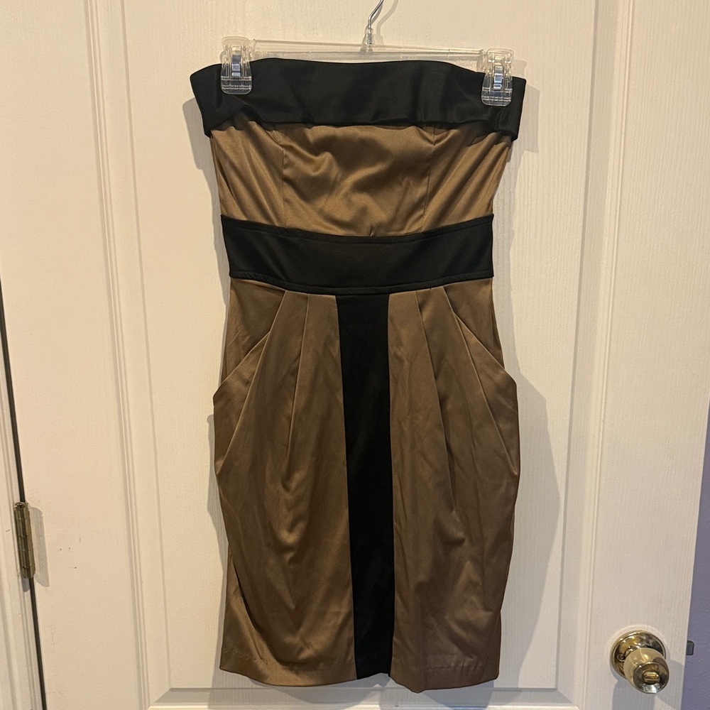 Teeze Me Strapless Black and Brown Dress